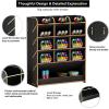 imageMarbrasse Wooden Desk Organizer MultiFunctional DIY Pen Holder Organizer for desk Desktop Stationary Easy Assembly Home Office Art Supplies Storage with Drawer B11Cherry ColorB12Black