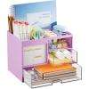 imageMarbrasse Desk Organizer with 3 Drawer MultiFunctional Pencil Pen Holder for Desk Desk Organizers and Accessories with 4 Compartments Desktop Organizer Storage for Office Home Art Supplies WhitePurple