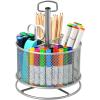 imageMarbrasse Mesh Desk Organizer 360Degree Rotating MultiFunctional Pen Holder 4 Compartments Desktop Stationary Organizer Home Office Art Supply Storage Box Caddy BlackSilver