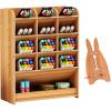 imageMarbrasse Wooden Desk Organizer MultiFunctional DIY Pen Holder Organizer for desk Desktop Stationary Easy Assembly Home Office Art Supplies Storage with Drawer B11Cherry ColorB12Cherry Color