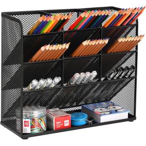 imageMarbrasse Mesh Desk Organizer MultiFunctional Pen Holder Desktop Stationary Organizer Storage Rack for School Home Office Art Supplies Mesh Pen HolderMesh Pen Holder