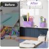 imageMagnetic Dry Erase Marker HolderPen and Eraser Holder for WhiteboardMagnet Pencil Cup Utility Storage Organizer for Office Refrigerator Locker and Metal Cabinets 2 PackMagholder2pcsPURPLE