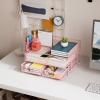 imageMarbrasse 3 Tier Mesh Desk Organizer with Drawer MultiFunctional Desk Organizers and Accessories Paper Letter Organizer with 2 Pen Holder for Home Office Supplies  BlackPink