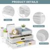 imageMarbrasse 3 Tier Mesh Desk Organizer with Drawer MultiFunctional Desk Organizers and Accessories Paper Letter Organizer with 2 Pen Holder for Home Office Supplies  BlackWhite