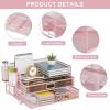 imageMarbrasse 3 Tier Mesh Desk Organizer with Drawer MultiFunctional Desk Organizers and Accessories Paper Letter Organizer with 2 Pen Holder for Home Office Supplies  BlackPink