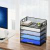 imageMarbrasse 5 Tier Paper Organizer Letter Tray Mesh Desk File Organizer with Handle Paper Sorter Desk Organizer for Home Office SuppliesBlack2 Pack 5 Tier  Black
