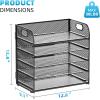 imageMarbrasse 5 Tier Paper Organizer Letter Tray Mesh Desk File Organizer with Handle Paper Sorter Desk Organizer for Home Office SuppliesBlack5 Tier  Black