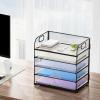 imageMarbrasse 5 Tier Paper Organizer Letter Tray Mesh Desk File Organizer with Handle Paper Sorter Desk Organizer for Home Office SuppliesBlack5 Tier  Black