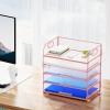 imageMarbrasse 5 Tier Paper Organizer Letter Tray Mesh Desk File Organizer with Handle Paper Sorter Desk Organizer for Home Office SuppliesBlack5 Tier  Pink