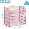 imageMarbrasse 5 Tier Paper Organizer Letter Tray Mesh Desk File Organizer with Handle Paper Sorter Desk Organizer for Home Office SuppliesBlack5 Tier  Pink