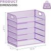 imageMarbrasse 5 Tier Paper Organizer Letter Tray Mesh Desk File Organizer with Handle Paper Sorter Desk Organizer for Home Office SuppliesBlack5 Tier  Purple