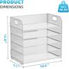 imageMarbrasse 5 Tier Paper Organizer Letter Tray Mesh Desk File Organizer with Handle Paper Sorter Desk Organizer for Home Office SuppliesBlack5 Tier Mesh File Organizerwhite