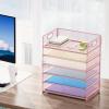 imageMarbrasse 6 Tier Paper Organizer Letter Tray  Mesh Desk File Organizer with Handle Paper Sorter Organizer for LetterA4 Office File Folder Holder  Black6 Tier  Pink