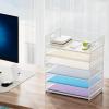 imageMarbrasse 6 Tier Paper Organizer Letter Tray  Mesh Desk File Organizer with Handle Paper Sorter Organizer for LetterA4 Office File Folder Holder  Black6 Tier  White