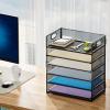 imageMarbrasse 6 Tier Paper Organizer Letter Tray  Mesh Desk File Organizer with Handle Paper Sorter Organizer for LetterA4 Office File Folder Holder  Black6 Tier  Black