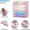 imageMarbrasse 6 Tier Paper Organizer Letter Tray  Mesh Desk File Organizer with Handle Paper Sorter Organizer for LetterA4 Office File Folder Holder  Black6 Tier  Pink
