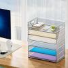 imageMarbrasse 6 Tier Paper Organizer Letter Tray  Mesh Desk File Organizer with Handle Paper Sorter Organizer for LetterA4 Office File Folder Holder  Black6 Tier  Silver