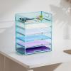 imageMarbrasse 6 Tier Paper Organizer Letter Tray  Mesh Desk File Organizer with Handle Paper Sorter Organizer for LetterA4 Office File Folder Holder  Black6 Tier  Blue
