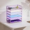 imageMarbrasse 6 Tier Paper Organizer Letter Tray  Mesh Desk File Organizer with Handle Paper Sorter Organizer for LetterA4 Office File Folder Holder  Black6 Tier  Purple