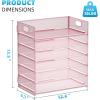imageMarbrasse 6 Tier Paper Organizer Letter Tray  Mesh Desk File Organizer with Handle Paper Sorter Organizer for LetterA4 Office File Folder Holder  Black6 Tier  Pink