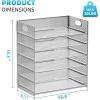 imageMarbrasse 6 Tier Paper Organizer Letter Tray  Mesh Desk File Organizer with Handle Paper Sorter Organizer for LetterA4 Office File Folder Holder  Black6 Tier  Silver