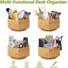 imageMarbrasse Bamboo Art Supply Organizer Rotating Pencil Pen Holder Office Supplies Desktop Storage Caddy Like Colored Pencils Pen Markers Paint Brushes