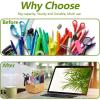 imageMarbrasse Bamboo Art Supply Organizer Rotating Pencil Pen Holder Office Supplies Desktop Storage Caddy Like Colored Pencils Pen Markers Paint Brushes