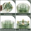 imageMarbrasse Desk Organizer 360Degree Rotating Pen Pencil Holder for Desk Desk Organizers and Accessories with 5 Compartments Pencil Organizer Transparent gold edgeDark green