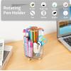 imageMarbrasse Desk Organizer 360Degree Rotating Pen Pencil Holder for Desk Desk Organizers and Accessories with 5 Compartments Pencil Organizer Transparent gold edgeTransparent silver edge