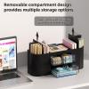 imageMarbrasse Desk Organizer Pen Holder for Desk with 3 Drawers MultiFunctional Pencil Holder Desk Organizers and Accessories with 7 Compartments for Home School ClassroomWhiteBlack
