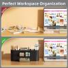 imageMarbrasse Desk Organizer Pen Holder for Desk with 3 Drawers MultiFunctional Pencil Holder Desk Organizers and Accessories with 7 Compartments for Home School ClassroomWhiteBlack