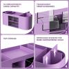 imageMarbrasse Desk Organizer Pen Holder for Desk with 3 Drawers MultiFunctional Pencil Holder Desk Organizers and Accessories with 7 Compartments for Home School ClassroomWhitePurple