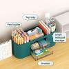 imageMarbrasse Desk Organizer Pen Holder for Desk with 3 Drawers MultiFunctional Pencil Holder Desk Organizers and Accessories with 7 Compartments for Home School ClassroomWhiteDark Green
