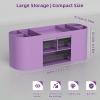 imageMarbrasse Desk Organizer Pen Holder for Desk with 3 Drawers MultiFunctional Pencil Holder Desk Organizers and Accessories with 7 Compartments for Home School ClassroomWhitePurple