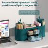 imageMarbrasse Desk Organizer Pen Holder for Desk with 3 Drawers MultiFunctional Pencil Holder Desk Organizers and Accessories with 7 Compartments for Home School ClassroomWhiteDark Green