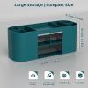 imageMarbrasse Desk Organizer Pen Holder for Desk with 3 Drawers MultiFunctional Pencil Holder Desk Organizers and Accessories with 7 Compartments for Home School ClassroomWhiteDark Green