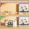 imageMarbrasse Desk Organizer Pen Holder for Desk with 3 Drawers MultiFunctional Pencil Holder Desk Organizers and Accessories with 7 Compartments for Home School ClassroomWhiteGrey