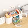 imageMarbrasse Desk Organizer Pen Holder for Desk with 3 Drawers MultiFunctional Pencil Holder Desk Organizers and Accessories with 7 Compartments for Home School ClassroomWhiteWhite