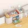 imageMarbrasse Desk Organizer Pen Holder for Desk with 3 Drawers MultiFunctional Pencil Holder Desk Organizers and Accessories with 7 Compartments for Home School ClassroomWhiteGrey