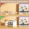 imageMarbrasse Desk Organizer Pen Holder for Desk with 3 Drawers MultiFunctional Pencil Holder Desk Organizers and Accessories with 7 Compartments for Home School ClassroomWhiteWhite