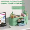 imageMarbrasse Desk Organizer Pen Holder for Desk with 3 Drawers MultiFunctional Pencil Holder Desk Organizers and Accessories with 7 Compartments for Home School ClassroomWhiteGreen