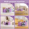 imageMarbrasse Desk Organizer Pen Holder for Desk with 3 Drawers MultiFunctional Pencil Holder Desk Organizers and Accessories with 7 Compartments for Home School ClassroomWhitePurple