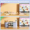imageMarbrasse Desk Organizer Pen Holder for Desk with 3 Drawers MultiFunctional Pencil Holder Desk Organizers and Accessories with 7 Compartments for Home School ClassroomWhiteBlue