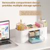 imageMarbrasse Desk Organizer Pen Holder for Desk with 3 Drawers MultiFunctional Pencil Holder Desk Organizers and Accessories with 7 Compartments for Home School ClassroomWhiteWhite