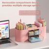 imageMarbrasse Desk Organizer Pen Holder for Desk with 3 Drawers MultiFunctional Pencil Holder Desk Organizers and Accessories with 7 Compartments for Home School ClassroomWhitePink