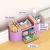 imageMarbrasse Desk Organizer Pen Holder for Desk with 3 Drawers MultiFunctional Pencil Holder Desk Organizers and Accessories with 7 Compartments for Home School ClassroomWhitePurple