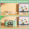 imageMarbrasse Desk Organizer Pen Holder for Desk with 3 Drawers MultiFunctional Pencil Holder Desk Organizers and Accessories with 7 Compartments for Home School ClassroomWhiteGreen
