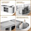 imageMarbrasse Desk Organizer Pen Holder for Desk with 3 Drawers MultiFunctional Pencil Holder Desk Organizers and Accessories with 7 Compartments for Home School ClassroomWhiteGrey