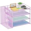 imageMarbrasse Desk Organizer and Accessories4Tier Paper Letter Tray Organizer with File HolderDesk Accessories ampamp Workspace Desktop Organizers for School Home Office Desk Supplies BlackPurple