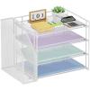 imageMarbrasse Desk Organizer and Accessories4Tier Paper Letter Tray Organizer with File HolderDesk Accessories ampamp Workspace Desktop Organizers for School Home Office Desk Supplies BlackWhite